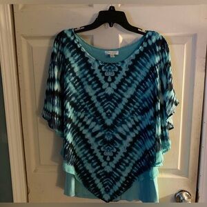 Dressbarn Butterfly Sleeve Handkerchief Tie Dye Blouse. Size XL